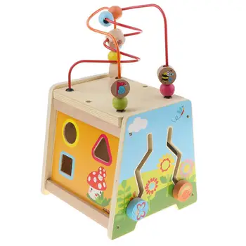 Многофункциональная деревянная коробка для детских игрушек с животными, лабиринт из бисера, детская игрушка