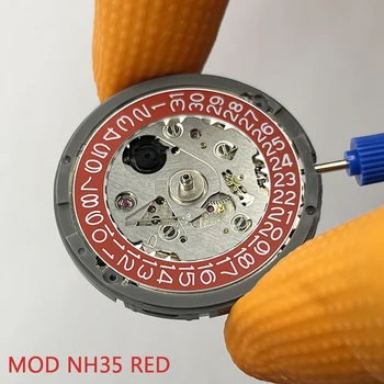 Модифицированные механизмы NH35 с Mod Red Datewheel Подходят для автоматических механических часов Замените механизм NH35A 24 Драгоценными камнями 4R35A