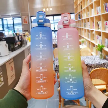 Модная уличная матовая пластиковая чашка большой емкости, цветная спортивная бутылка для воды