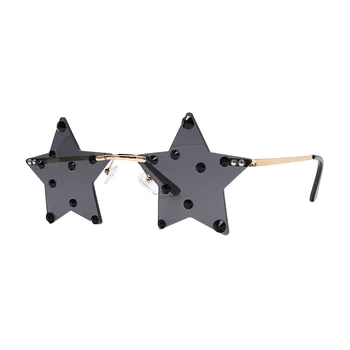 Модные Бриллиантовые очки в форме звезды с забавной пентаграммой, очки для рождественских украшений, Очки для вечеринок, Женские солнцезащитные очки без оправы, мужские очки 0