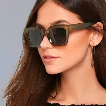 Модные Квадратные солнцезащитные очки в толстой оправе, женский бренд, Винтажные Зеркальные Солнцезащитные очки большого размера, Новые солнцезащитные очки 