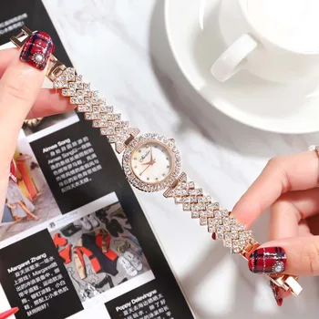 Модные женские часы с бриллиантами, Топовый люксовый бренд, Повседневный женский браслет, хрустальные часы, кварцевые наручные часы, бесплатная доставка