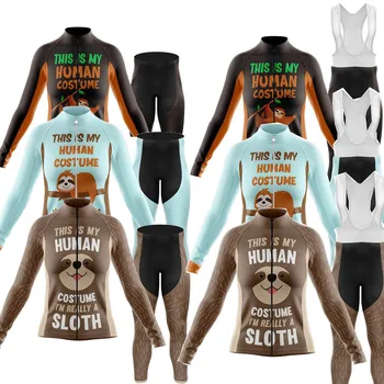 Мой Человеческий Костюм Забавный Комплект Из Джерси Для Велоспорта Ленивец Женская Велосипедная Одежда Осенние Рубашки Для Шоссейного Велосипеда Костюм MTB Maillot Ciclismo Mujer 0