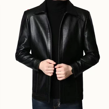 Мужская зимняя одежда Повседневная модная кожаная куртка в стиле ретро, мужская куртка из искусственной кожи с карманом для мотоцикла, удобная одежда