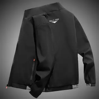 Мужская куртка-бомбер с буквенным принтом, приталенный воротник-стойка, Однотонная верхняя одежда, Весна-осень, бейсбольное пальто на гладкой молнии, уличная одежда