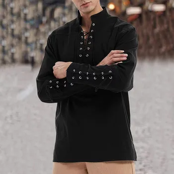 Мужская рубашка Стимпанк Ретро готика Праздничная модная одежда Этническая повседневная рубашка оверсайз 0