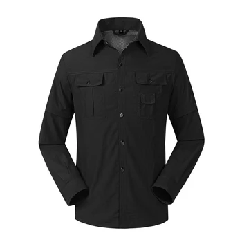 Мужская тактическая рубашка Быстросохнущая защитная для кожи рубашка с длинным рукавом и 2 нагрудными карманами на молнии, топы для командной работы, верхняя одежда