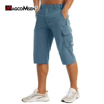 Мужские быстросохнущие короткие брюки MAGCOMSEN, летние шорты для пеших прогулок и рыбалки, шорты-карго с множеством карманов 0