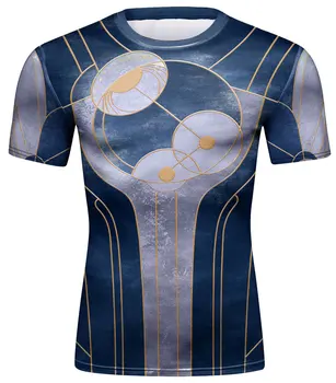 Мужские компрессионные рубашки с коротким рукавом, дышащая рубашка с принтом, фитнес, бег, спортивные тренировки, модная футболка Baselayer (211496)
