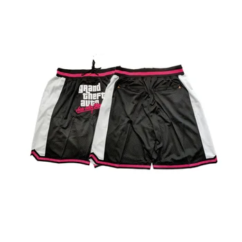 Мужские модные баскетбольные шорты GTA черного цвета с вышитыми карманами, подходящие для занятий спортом на открытом воздухе