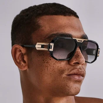 Мужские негабаритные Квадратные модные солнцезащитные очки роскошного бренда, дизайнерские солнцезащитные очки с двойным мостом, винтажные очки для вождения в большой оправе 0