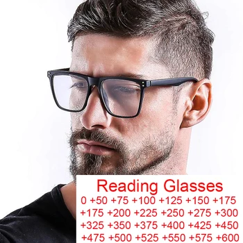 Мужские очки для чтения с анти-синим светом, Винтажные Черные Квадратные очки по рецепту, Мужские очки TR90, оправа для очков большого размера + 1,5