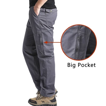 Мужские повседневные брюки, Свободные рабочие брюки-карго большого размера с несколькими карманами, спортивные брюки для бега на открытом воздухе, Хлопковые Удобные брюки большого размера 0