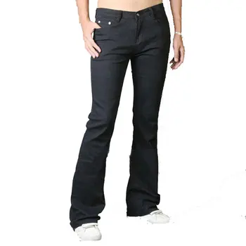 Мужские японские и корейские джинсы-клеш slim fit, дизайнерские классические черные новые черные брюки-клеш
