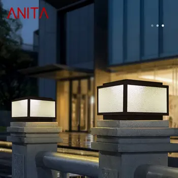 Наружная Солнечная Столбовая лампа ANITA LED Creative Square Pillar Lights Водонепроницаемый IP65 для дома Виллы отеля Крыльца Внутреннего двора