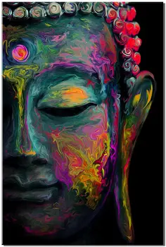 Настенное искусство Будды Картина на холсте Украшение гостиной Цветная печать лица Будды искусство дзен-кабинета украшение спальни плакат