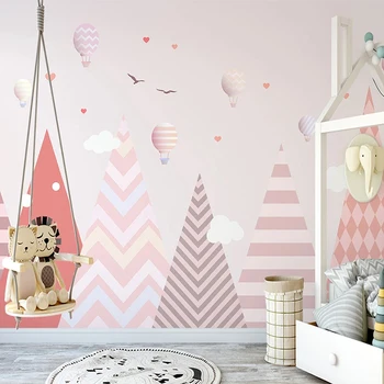 Настенные обои на заказ Скандинавский Розовый Геометрический воздушный шар Абстрактная фреска Гостиная Детская комната для девочек Papel De Parede
