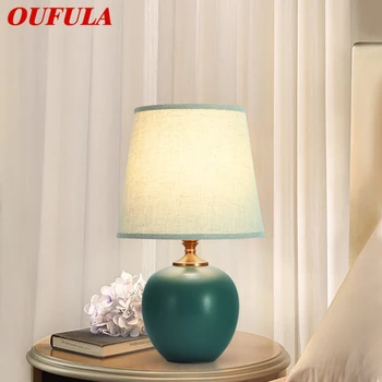 Настольная лампа с сенсорным затемнением OUFULA, современный керамический настольный светильник, декоративный для домашней спальни