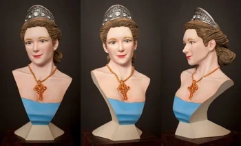 Неокрашенный комплект 1/10 Бюст королевы Анны высотой 75 мм, фигурка века, историческая фигурка из смолы, миниатюрный гаражный комплект 0
