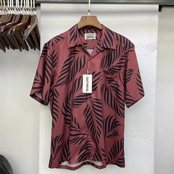 Новая Модная Рубашка WACKO MARIA Beach Surf С Листвой И Веселым Принтом В Гавайском Стиле С Коротким Рукавом, Свободные Повседневные Летние Топы Высокого Качества