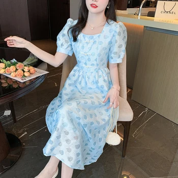 Новая волна летнего ветра в китайском стиле, французское синее платье-чонсам