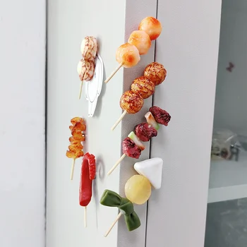Новая забавная 3D симуляция Барбекю на шпажке Магниты на холодильник Креативные Фото-сообщения из пвх Магнитные Наклейки 3D Стерео Магниты на холодильник