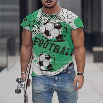 Новая летняя мужская спортивная футбольная футболка 2023 года, уличная одежда, повседневные топы и тройники с 3D принтом