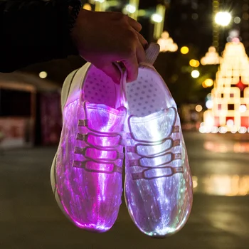 Новая летняя светодиодная волоконно-оптическая обувь для девочек, мальчиков, мужчин, женщин, подзарядка от USB, светящиеся кроссовки, мужская обувь с подсветкой, Размер 25-46