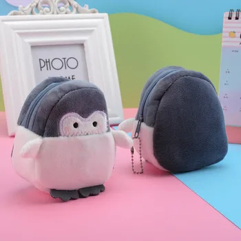 Новая мультяшная девочка-пингвин, детский плюшевый карманный кошелек на молнии, милый мини-кошелек для монет, сумка для леди, USB-кабель, сумка для наушников 0