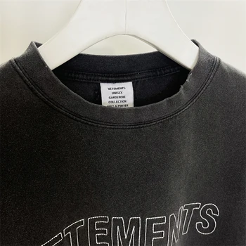 Новая футболка с ограниченным тиражом Vetements Для мужчин и женщин, хлопковая футболка, простая Классическая футболка Vtm с коротким рукавом