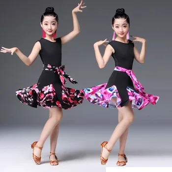 Новое эластичное платье для латиноамериканских танцев с задней уздечкой, платье для девочек, Ча-ча самба ба сальса, латиноамериканское платье для танцев, костюмы для выступлений