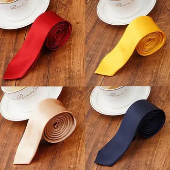 Новые Классические Цветные Галстуки для мужчин, Корейская версия 5 см, Однотонный Узкий Галстук, Повседневный Маленький Галстук, Свадебная Школьная форма, Женский галстук