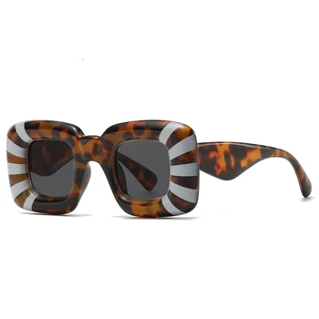 Новые модные Женские Квадратные солнцезащитные очки в полоску для мужчин, роскошные Брендовые дизайнерские Женские солнцезащитные очки, Винтажные очки оттенков UV400 Oculus