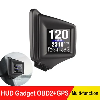 Новый Многофункциональный гаджет HUD OBD2 + GPS Бортовой компьютер Установка отделки передней стойки Об/мин Турбо Давление масла Температура воды GPS Спидометр 0