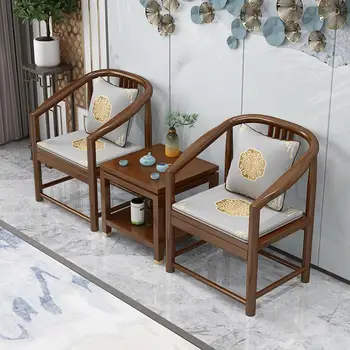 Новый круглый стул из массива дерева в китайском стиле, Дзен-чайный стул, стул для отдыха, стул для переговоров, Современный книжный стул, стул для чайной комнаты Wujin