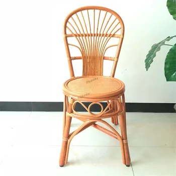 Обеденные стулья FOSUHOUSE для кухни Обеденный стул со спинкой из натурального ротанга Стул ручной работы Комбинированный Плетеный стул из ротанга 0