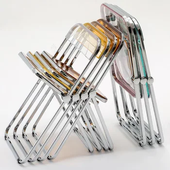 Обеденные стулья из прозрачного хрусталя sillas de comedor, Модный складной стул, стул для макияжа, стул для фотосъемки, мебель для стульев со спинкой