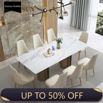 Обеденный стол Bright Rock Мобильный зал Итальянский свет Роскошные Дизайнерские обеденные столы для ресторана Современная мебель для столовой Mueble 0