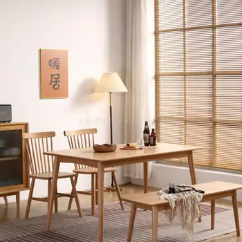Обеденный стол из массива дерева в скандинавском стиле, простая бревенчатая мебель в японском стиле, Стол из белого дуба, обеденный стол для дома в маленькой квартире