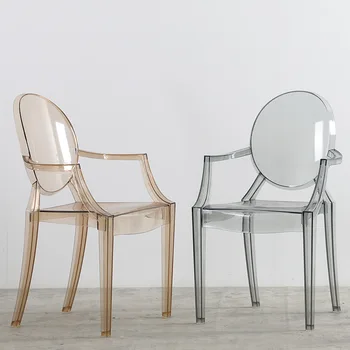Обеденный стул Nordic Home Мебель для гостиной, столовой, Пластиковый хрустальный стул с подлокотником, Акриловый Прозрачный стул для макияжа 0
