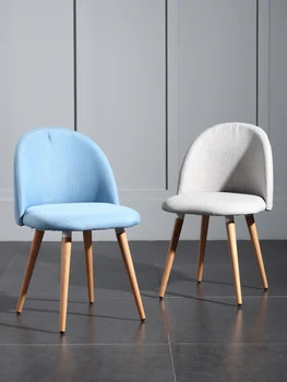 Обеденный стул из массива дерева в скандинавском стиле, современный минималистичный тканевый стул для спальни, Мягкая спинка, стул для макияжа, рабочий стол, стул 0