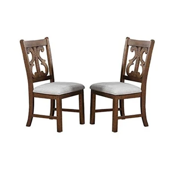 Обеденный стул, комплект из 2 стульев с мягкой обивкой, подчеркивающий дизайн столовой, Сиденье с деревянной подушкой, стулья с потертой краской коричневого цвета 0
