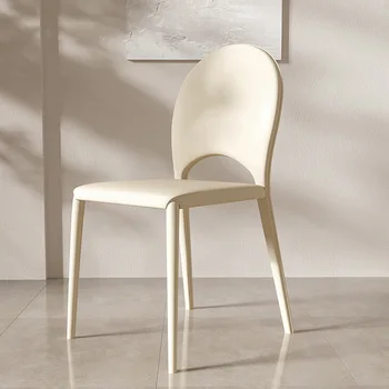 Обеденный стул с кожаным седлом во французском стиле, стул для ресторана, отеля, домашний Белый туалетный стул, современный минималистичный стул со спинкой