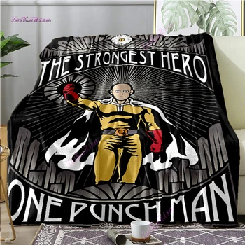 Одеяло One Punch Man с мультяшным героем, Фланелевые одеяла, мягкие, теплые, удобные для дивана, кресла, офиса, сувениров на День рождения, подарков