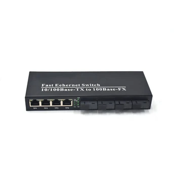 Оптоволоконный коммутатор 4F4E Ethernet 4 RJ45 4 SC Оптический медиаконвертер Однорежимный оптоволоконный порт 10/100 м медиаконвертер