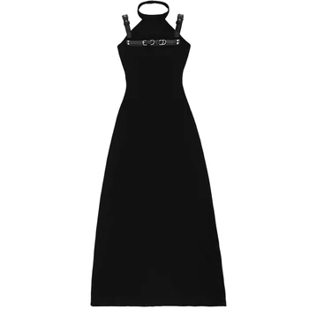 Оригинальное летнее Японское платье в стиле Харадзюку в стиле панк, сшитое ремнем, модное платье для горячей девушки, темперамент, Каваи, милое черное платье