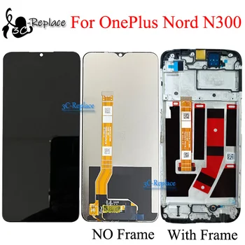Оригинальный черный 6,56-дюймовый для OnePlus Nord N300 5G ЖК-дисплей с сенсорным экраном, цифровая панель в сборе, замена/С рамкой