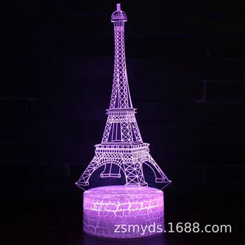Парижская башня Диснея, Пирамида Белого Дома, 3D Ночник, Атмосферное освещение, Светодиодная лампа с сенсорным пультом дистанционного управления, питание от USB