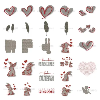 Перо Кролика Love, февраль 2023, выпуск металлических штампов для вырезок, украшение для дневника, Трафарет для тиснения, шаблон поздравления своими руками