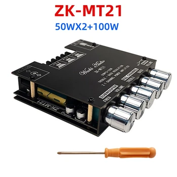 Плата цифрового усилителя мощности сабвуфера ZK-MT21 2,1-канальный модуль стереоусилителя 50WX2 + 100W Bluetooth 5,0 Басовый усилитель 0